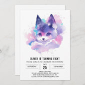 Celestial Woodland Wolf Birthday Einladung (Vorne/Hinten)