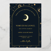 Celestial Writin the stars Save the Date Foil Folieneinladung (Vorderseite)