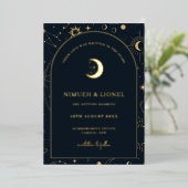 Celestial Writin the stars Save the Date Foil Folieneinladung (Stehend vorne)