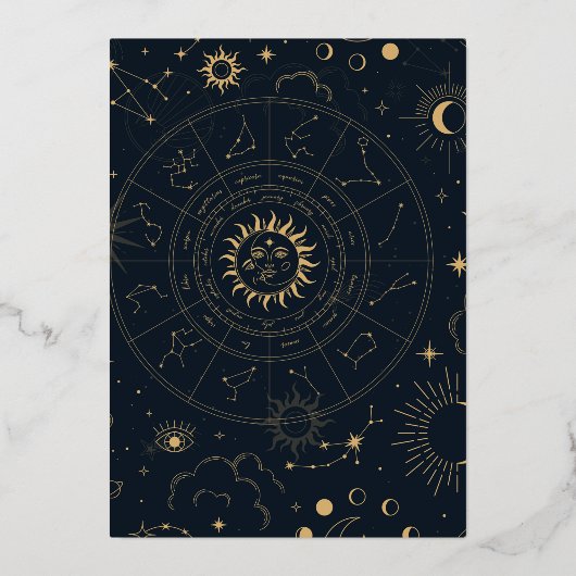 Celestial Writin the stars Save the Date Foil Folieneinladung (Rückseite)