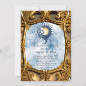 Celestial Yellow Blue Sun Moon Art Deco Hochzeit Einladung (Vorderseite)