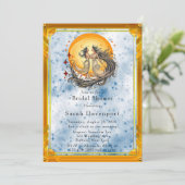 Celestial Yellow Blue Sun Moon Brautparty Einladung (Stehend Vorderseite)