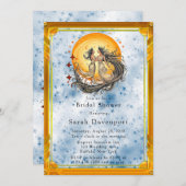 Celestial Yellow Blue Sun Moon Brautparty Einladung (Vorne/Hinten)