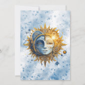 Celestial Yellow Blue Sun Moon Brunch & Bubbly Einladung (Rückseite)