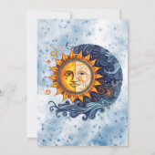 Celestial Yellow Blue Sun Moon Wedding Einladung (Rückseite)