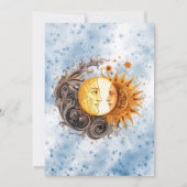 Celestial Yellow Blue Sun Wedding Couples Dusche Einladung (Rückseite)