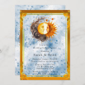 Celestial Yellow Blue Sun Wedding Couples Dusche Einladung (Vorne/Hinten)