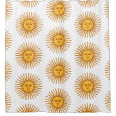 Celestial Yellow Sunshine Face on White Elegant Duschvorhang (Vorderseite)