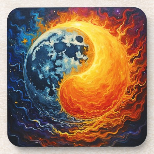 Celestial Yin Yang Art Getränkeuntersetzer (Vorderseite)