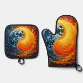 Celestial Yin Yang Art Ofenhandschuh & Topflappen-Set (Vorderseite)