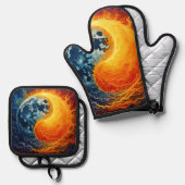 Celestial Yin Yang Art Ofenhandschuh & Topflappen-Set (Vorderseite/Rückseite)