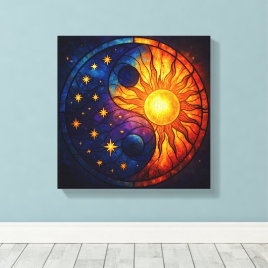 Celestial Yin Yang Stained Glass Art Leinwanddruck (Insitu (Holzboden))