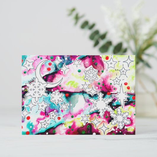 Celestial Yule Card Einladung (Stehend Vorderseite)