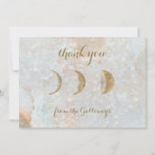 Celestial Zodiac Moon Blue Gold Typografy Wedding Dankeskarte (Vorderseite)