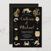 Celestial Zodiac Signs Hochzeitseinladung Einladung (Vorne/Hinten)