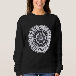 Celestial Zodiac Signs Wheel Mandala Graphic Art Sweatshirt