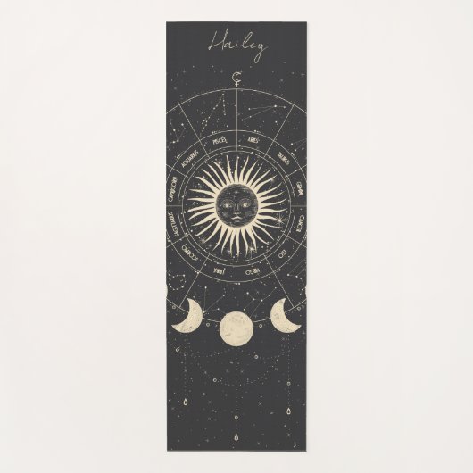 Celestial Zodiac Sun Stars Moon Phase Individuelle Yogamatte (Vorderseite)