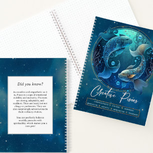 Celestial Zodiac Symbol Fantasy Pisces Birthday Notizblock