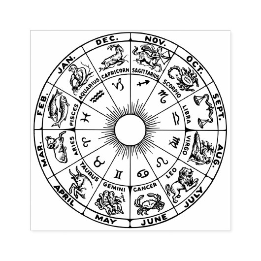 Celestial Zodiac Wheel Chart #1 Gummistempel (Prägung)