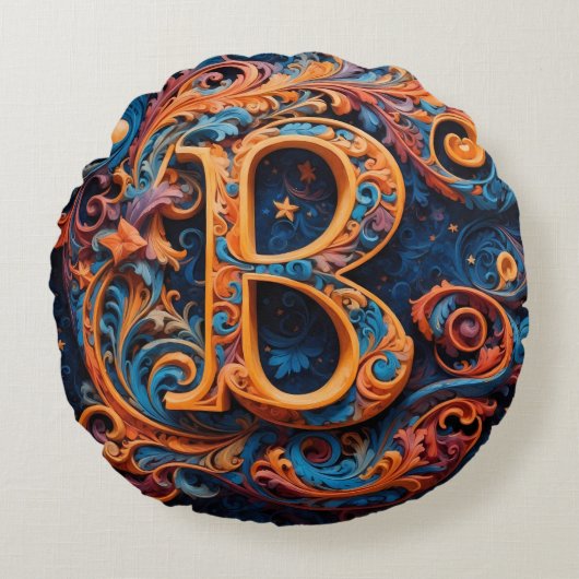 Celestiale Schnörkel Rundes Kissen (Vorderseite)