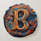 Celestiale Schnörkel Rundes Kissen (Rückseite)