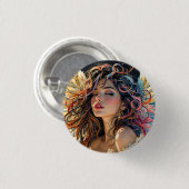 Celestiale Strahlung - Rainbow-Winged-Angel-Portra Button (Vorne & Hinten)