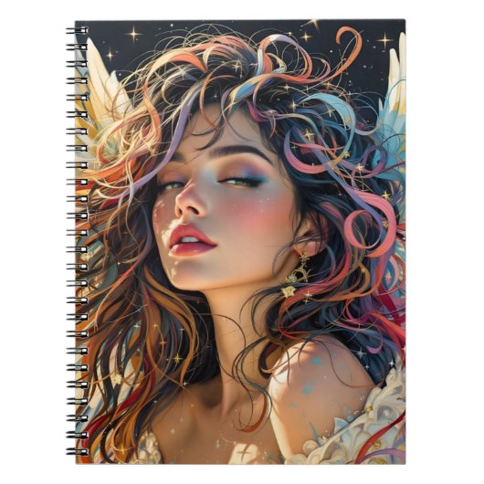 Celestiale Strahlung - Rainbow-Winged-Angel-Portra Notizblock (Vorderseite)