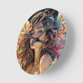 Celestiale Strahlung - Rainbow-Winged-Angel-Portra Runde Wanduhr (Winkel)