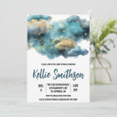 Celestiale Wolken und Sterne Baby Sprinkle Einladung (Stehend Vorderseite)