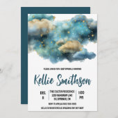 Celestiale Wolken und Sterne Baby Sprinkle Einladung (Vorne/Hinten)