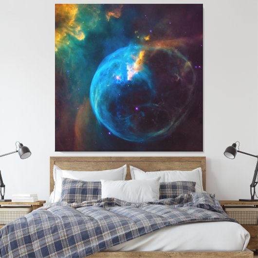 Celestiales Foto Aquamarin und Aqua-Bläsernebel Leinwanddruck (Insitu (Schlafzimmer))