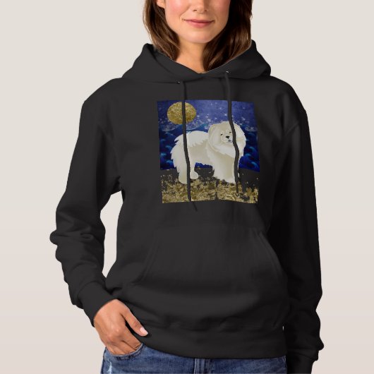 Celestian Gingko Creme Chow HOODIE Print auf beide (Vorderseite)