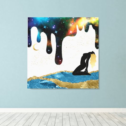 *~* Celestis Goddess Fantasy Mystical Gold Blue Leinwanddruck (Insitu (Holzboden))