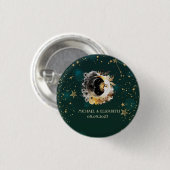 Celestis Sun and Moon Blume Sterne Grün Button (Vorne & Hinten)