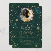 Celestis Sun and Moon Blume Sterne Grün Einladung (Vorne/Hinten)