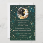 Celestis Sun and Moon Blume Sterne Grün Einladung (Vorderseite)