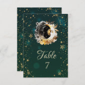 Celestis Sun and Moon Blume Sterne Grün Einladung (Vorne/Hinten)