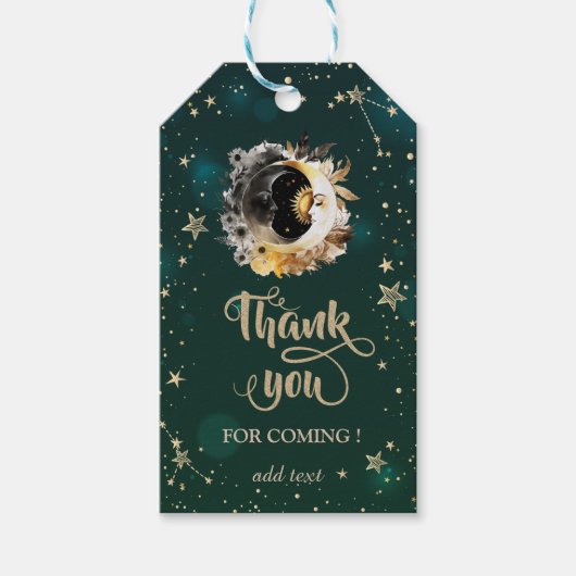 Celestis Sun and Moon Blume Sterne Grün Geschenkanhänger (Vorderseite)