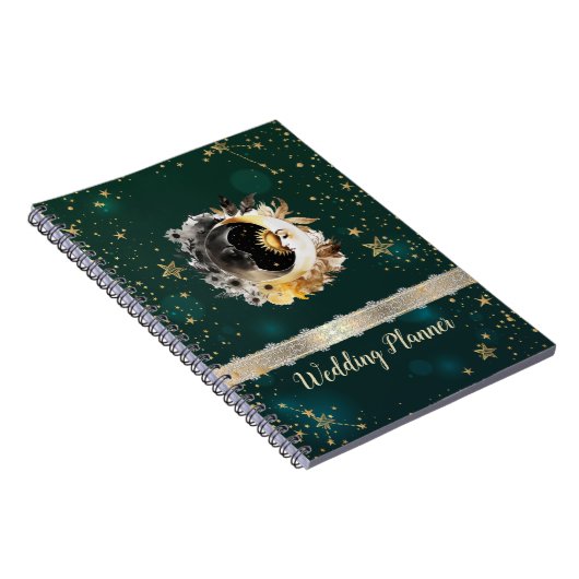 Celestis Sun and Moon Blume Sterne Grün Notizblock (Rechte Seite)