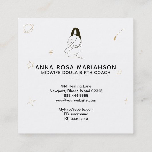 *~* Celestische Hebamme Doula Geburt Schwangerscha Quadratische Visitenkarte (Rückseite)