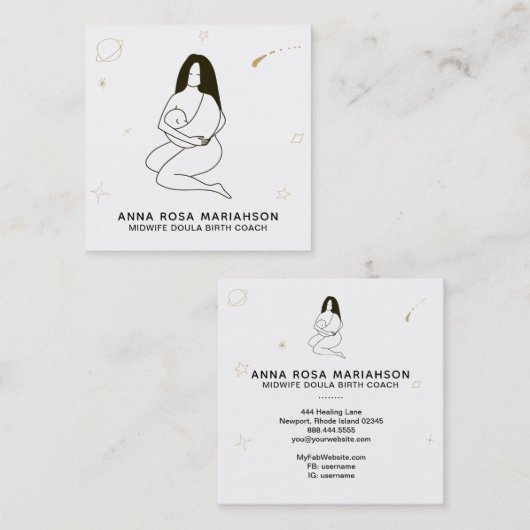 *~* Celestische Hebamme Doula Geburt Schwangerscha Quadratische Visitenkarte (Vorne/Hinten)