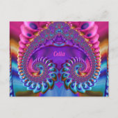 CELIA ~ Glossy Postcard 3D Pink Blue Lila Zany Postkarte (Vorderseite)