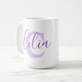 Celia name bedeutet Monogramm C lila Kaffeetasse (Vorderseite Links)