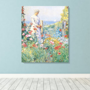 Celia Thaxter in ihrem Garten von Childe Hassam Leinwanddruck