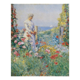 Celia Thaxter in ihrem Garten von Childe Hassam Poster
