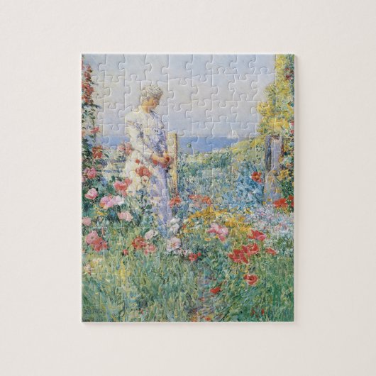 Celia Thaxter in ihrem Garten von Childe Hassam Puzzle (Vertikal)