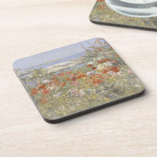 Celia Thaxter's Garden von Frederick Childe Hassam Getränkeuntersetzer (Linke Seite)