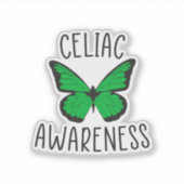 Celiac Awareness Butterfly, grüner Band Aufkleber (Vorderseite)