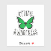 Celiac Awareness Butterfly, grüner Band Aufkleber (Blatt)