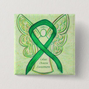 Celiac Disease Awareness Angel Ribbon Art Button